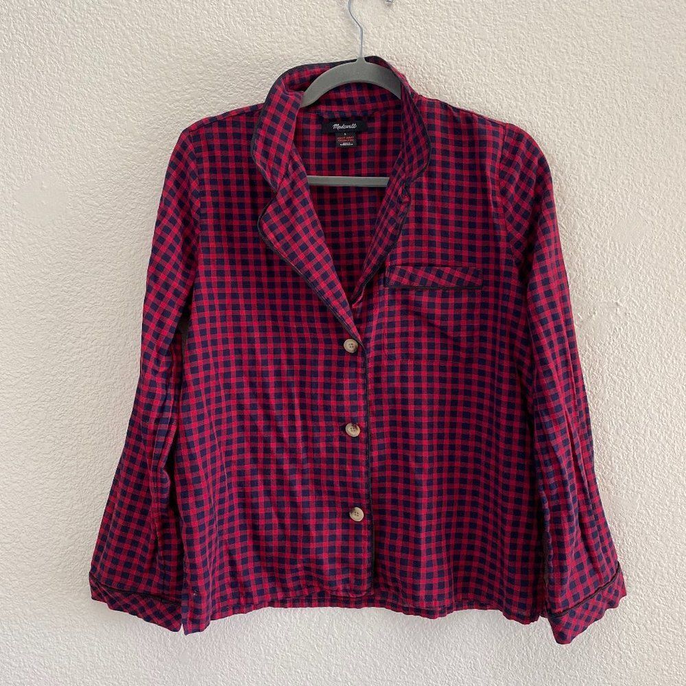 Madewell Red Buffalo Check Pajama Shirt Top Size Small Gingham K2273